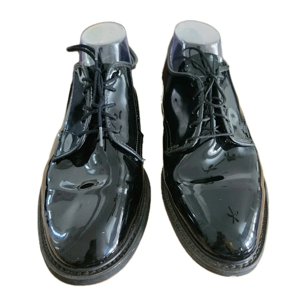 Bates Lites Black Shoe Mens 10.5 E Hi Gloss Uniform Military Formal Dress Vibram